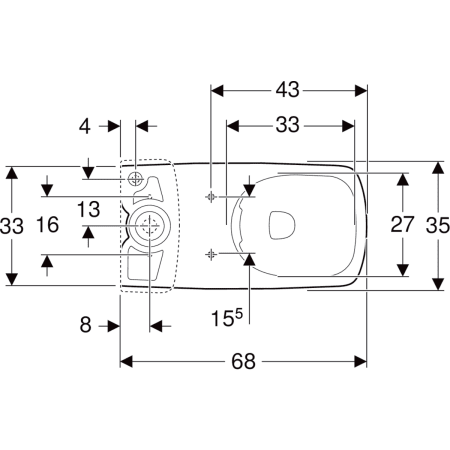 VAS WC SELNOVA SQUARE PENTRU REZERVOARE APARENTE, RIMFREE